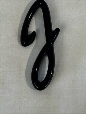 Black Script Letter Brooch Abstract Minimalist Acrylic Initial Pin Artsy Retro